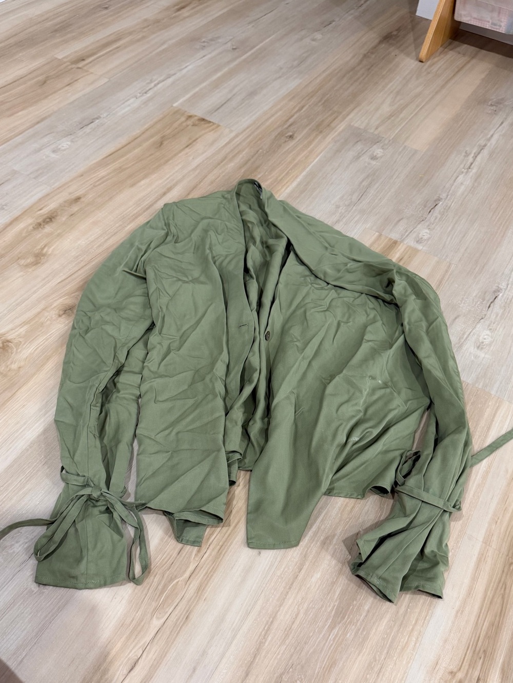 L'Academie Olive Utility Tie-Cuff Jacket